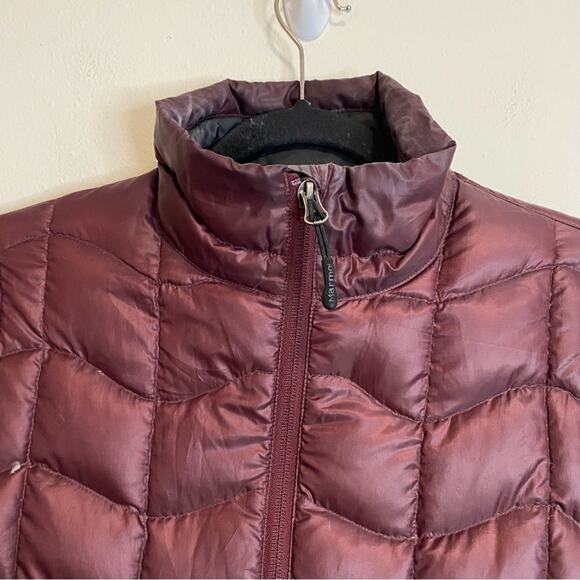 Marmot Quilted Goose Down Puffer Coat Jacket Dark Red Size S - Picture 5 of 7